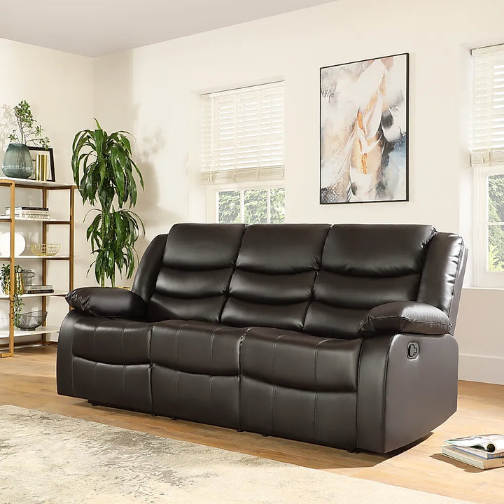 Roma Leather Recliner Sofa with Cupholders