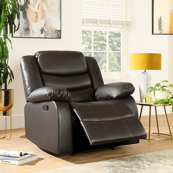 Sorrento Leather Recliner Sofa Arm Chair (Black/Grey/Brown) - Envogue Furniture