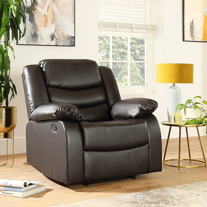 Sorrento Leather Recliner Sofa Arm Chair (Black/Grey/Brown) - Envogue Furniture