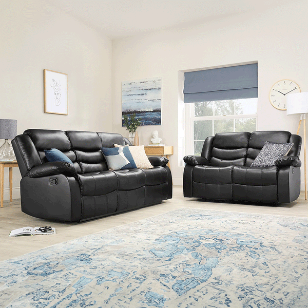 Roma Leather Recliner Sofa with Cupholders