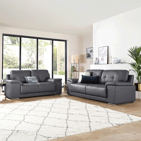 Kansas Leather Sofa Grey