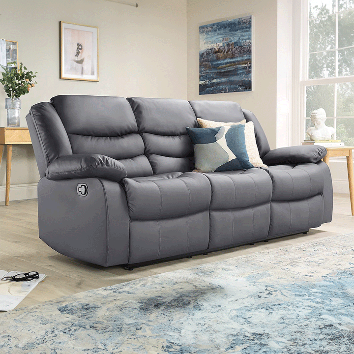 Roma Leather Recliner Sofa with Cupholders