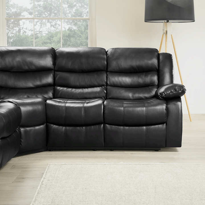 Brit Signature Roma Leather Recliner Corner Sofa (Black/Grey/Brown)